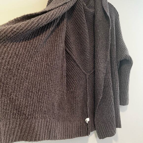 Aerie Oversized Knit Brown Cardgian Sweater Waterfall Collar Size Small - Picture 4 of 9